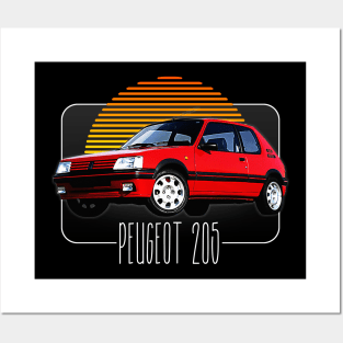 Peugeot 205 / Retro 80s Style Fan Design Posters and Art